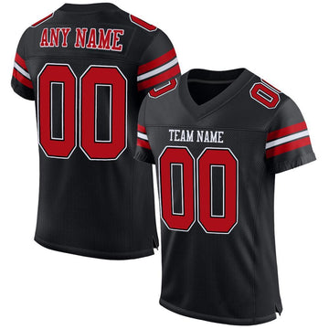 Maxcorners Custom Black Red-White Mesh Authentic Football Jersey LM2605