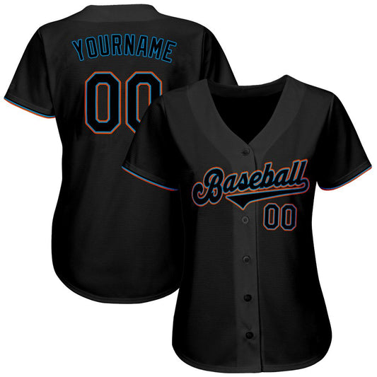Maxcorners Custom Black Black-Light Blue Authentic Baseball Jersey LM2605