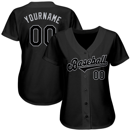 Maxcorners Custom Black Black-Gray Authentic Baseball Jersey LM2605