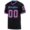 Maxcorners Custom Black Pink-Powder Blue Mesh Authentic Throwback Football Jersey LM2605