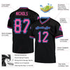 Maxcorners Custom Black Pink-Powder Blue Mesh Authentic Throwback Football Jersey LM2605