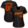 Maxcorners Custom Black Red Pinstripe Red-Gold Authentic Baseball Jersey LM2605