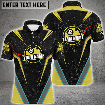 Maxcorners Personalized Billiard Jerseys Grunge Style Men Polo Shirts