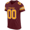 Maxcorners Custom Burgundy Gold-White Mesh Authentic Football Jersey LM2605