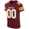 Maxcorners Custom Burgundy White-Gold Mesh Authentic Football Jersey LM2605