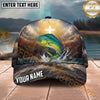 Maxcorners Fishing Faith Cross Mountain Lake Personalized Name 3D Cap (12 Fish Species)
