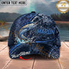 Maxcorners Fishing Water Splash Dark Scale Personalized Name 3D Cap (12 Fish Species)