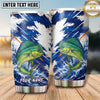 Maxcorners Fishing Tumbler Navy White Distressed Starburst Design Personalized Name Tumbler (13 Species)