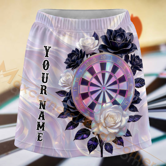 Maxcorners Darts Lavender Rose Dartboard Personalized 3D Skort, Skirts With Shorts