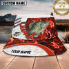 Maxcorners Fishing Red Flame Personalized Name 3D Bucket Hat (12 Fish Species)