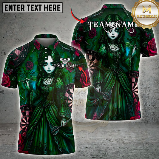 Maxcorners Darts Gothic Girl Roses Dartboard Multiple Options Personalized Name, Team Name 3D Shirt