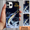 Maxcorners Black Gold Crack Texture Personalized Name Phone Case (13 Fish Species)