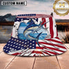 Maxcorners Fishing Red Black Vortex Fishing Design with Bold Splash Personalized Name 3D Bucket Hat (13 Fish Species)