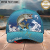 Maxcorners Fishing Japanese Wave Artwork Personalized Name 3D Cap (12 Fish Species)