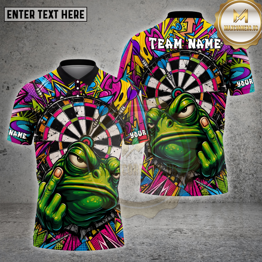 Maxcorners Darts Frog Graffiti Dartboard Colorful Street Art Multiple Personalized Name, Team Name 3D Shirt