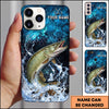 Maxcorners Blue Marble Hexagon Water Splash Personalized Name Phone Case (13 Fish Species)