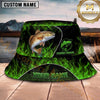 Maxcorners Fishing Neon Hook Flame Personalized Name 3D Bucket Hat (12 Fish Species)
