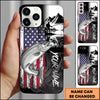 Maxcorners Fishing Patriotic USA Flag Mountain Angler Silhouette Personalized Name Phone Case (10 Fish Species)
