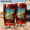 Maxcorners Fishing Tumbler Red Orange Inferno Flame Design Personalized Name Tumbler (13 Species)