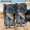 Maxcorners Fishing Tumbler Dark Blue Grunge Camouflage Design Personalized Name Tumbler (13 Species)