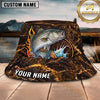 Maxcorners Fishing Lava Fire Personalized Name 3D Bucket Hat (12 Fish Species)