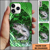 Maxcorners Fishing Green Honeycomb Splash Personalized Name Phone Case  (12 Fish Species)