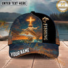 Maxcorners Fishing Faith Cross Jesus Personalized Name 3D Cap (12 Fish Species)