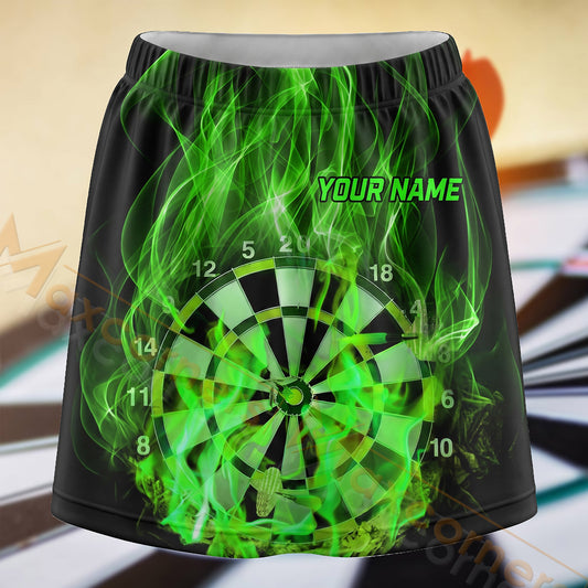 Maxcorners Darts Green Lightning Dartboard Personalized 3D Skort, Skirts With Shorts