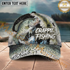 Maxcorners Fishing Dark Olive Scale Compass Splash Personalized Name 3D Cap (12 Fish Species)
