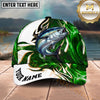 Maxcorners Fishing Green Tribal Swirl Personalized Name 3D Shirt (13 Fish Species)