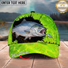 Maxcorners Fishing Neon Green Lure Design Personalized Name 3D Cap (12 Fish Species)
