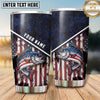 Maxcorners Fishing Tumbler Dark Patriotic Flag Emblem Design Personalized Name Tumbler (13 Species)