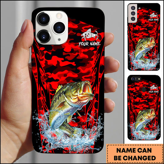 Maxcorners Red Camo Water Splash Personalized Name Phone Case (13 Fish Species)