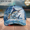 Maxcorners Fishing Ocean Bubble Artwork Personalized Name 3D Cap (12 Fish Species)