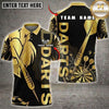 Maxcorners Golden Darts Luxury Typography Abstract Dartboard Multiple Options Personalized Name, Team Name 3D Shirt