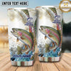Maxcorners Fishing Tumbler White Blue Halftone Splash Design Personalized Name Tumbler (13 Species)