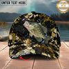 Maxcorners Fishing Woodland Camouflage Splash Personalized Name 3D Cap (12 Fish Species)
