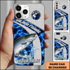 Maxcorners Fishing Blue Lightning Honeycomb Water Splash Personalized Name Phone Case (12 Fish Species)