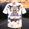 Maxcorners Personalized 100 Years of Route 66 & America 250th Anniversary Classic Red Mustang Patriotic White Hawaiian Shirt - Custom Photo Car Aloha Shirts Ver 2