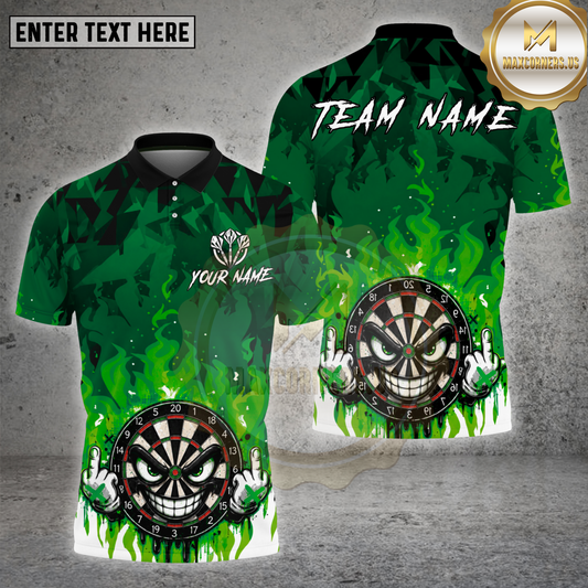 Maxcorners Darts Blue Flame Evil Dartboard Multicolor Options Personalized Name, Team Name 3D Shirt (4 Colors)