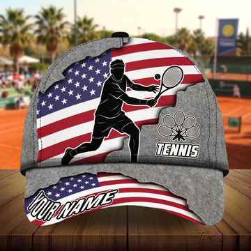 Maxcorners Ace Patriot 3D Tennis Personalized Name Cap