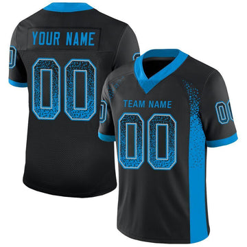 Maxcorners Custom Black Panther Blue-Gray Drift Fashion Football Jersey LM2605