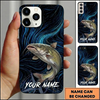 Maxcorners Deep Blue Swirl Compass Art Custom Name Fishing Phone Case