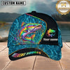 Maxcorners Fishing Neon Rainbow Water Ripple Weekend Hooker Customized Name 3D Cap