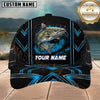 Maxcorners Fishing Neon Blue Geometric Black Mesh Customized Name 3D Cap