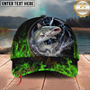 Maxcorners Neon Green Flame Thunder Fishing Cap Personalized Name 3D Cap