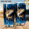 Maxcorners Fishing Tumbler Electric Blue Fire Design Personalized Name Tumbler (13 Species)