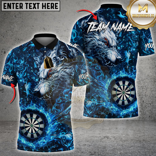 Maxcorners Wolf Fire Dartboard Fantasy Art Multicolor Options Personalized Name, Team Name 3D Shirt (4 Colors)