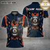 Maxcorners Billiards Shirt 8 Ball Metal Shield Glow Multi options Personalized Name, Team Name Unisex 3D Shirt (4 Colors)