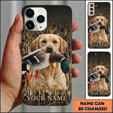 Maxcorners Hunting Yellow Lab Duck Marsh Customized Name Phone Case